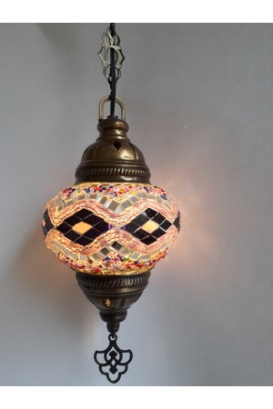 Mosaik-Kronleuchter, authentische türkische Lampe, dekorativer Kronleuchter, Glas zweiter Größe, 60 cm, turkishlamps12356 - 7