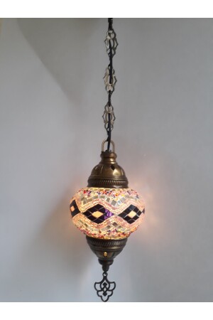 Mosaik-Kronleuchter, authentische türkische Lampe, dekorativer Kronleuchter, Glas zweiter Größe, 60 cm, turkishlamps12356 - 8