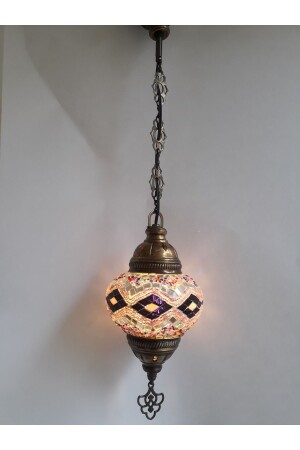 Mosaik-Kronleuchter, authentische türkische Lampe, dekorativer Kronleuchter, Glas zweiter Größe, 60 cm, turkishlamps12356 - 2