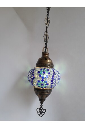 Mosaik-Kronleuchter, authentische türkische Lampe, dekorativer Kronleuchter, Glas zweiter Größe, 60 cm, turkishlamps12356 - 5