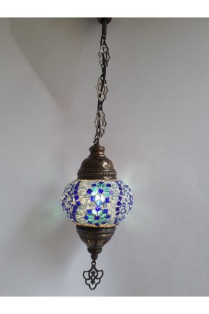 Mosaik-Kronleuchter, authentische türkische Lampe, dekorativer Kronleuchter, Glas zweiter Größe, 60 cm, turkishlamps12356 - 2