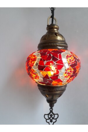 Mosaik-Kronleuchter, authentische türkische Lampe, dekorativer Kronleuchter, Glas zweiter Größe, 60 cm, turkishlamps12356 - 6