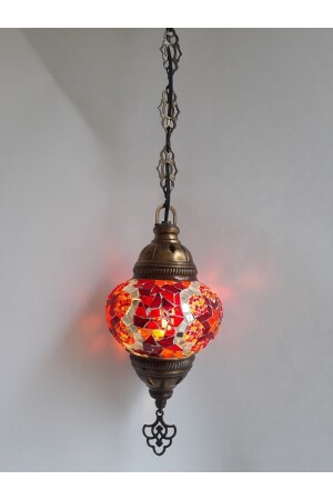 Mosaik-Kronleuchter, authentische türkische Lampe, dekorativer Kronleuchter, Glas zweiter Größe, 60 cm, turkishlamps12356 - 8