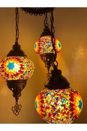 Mosaik-Lampen-Set, 3 Stück, Mosaik-Kronleuchter, Ottomane-Lampe, dekorative Lampe, 3-teiliges Hängelampen-Set, 3 Stück - 2