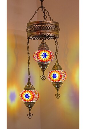 Mosaik-Lampen-Set, 3 Stück, Mosaik-Kronleuchter, Ottomane-Lampe, dekorative Lampe, 3-teiliges Hängelampen-Set, 3 Stück - 3