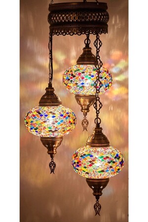 Mosaik-Lampen-Set, 3 Stück, Mosaik-Kronleuchter, Ottomane-Lampe, dekorative Lampe, 3-teiliges Hängelampen-Set, 3 Stück - 1