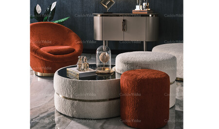 مجموعة طاولة قهوة MNZ-Mostar Pouf - Cadde Yıldız