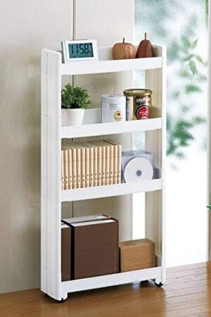 Motek Slim Shelf 4-stufiger Mehrzweck-Organizer auf Rollen, Küchenregal, Badezimmer-Organizer (WEISS) onsd89ok - 3