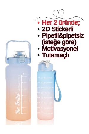 Motivations-2er-Pack Wasserflasche Wasserflasche Wasserflasche 2lt+900ml Baby Tritan Gym Wasserflasche Wasserflasche MotivationSET - 4