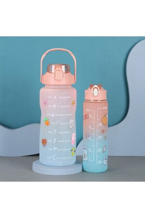 Motivierende 2 Li Wasserflasche Wasserflaschentrinker 2lt+900ml Tritan mit Baby Gym Wasserflaschentrinker canmatara2li - 2