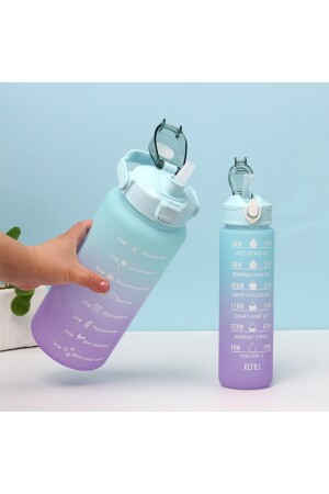Motivierende 2er-Packung Wasserflasche Wasserflasche Wasserflasche 2lt 900ml Baby Tritan Gym Wasserflasche DoubleFlask-2lt+900ml - 1