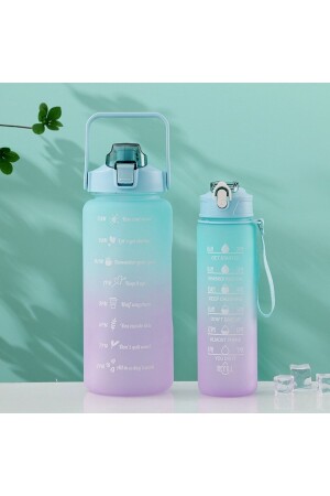Motivierende 2er-Packung Wasserflasche Wasserflasche Wasserflasche 2lt+900ml Baby Tritan Gym Wasserflasche Wasserflasche canmatara2li - 2