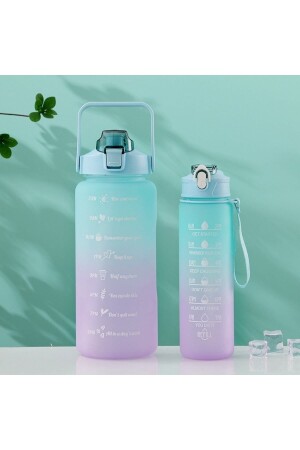 Motivierende 2er-Packung Wasserflasche Wasserflasche Wasserflasche 2lt+900ml Baby Tritan Gym Wasserflasche Wasserflasche canmatara2li - 1