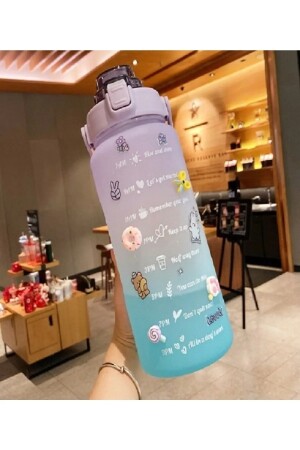 Motivierende Wasserflasche, 2 l, Tritan, für Fitnessstudio, Wasserflasche, Bpa-frei, Wasserflaschen-Aufkleber, Geschenk, OS3 - 3