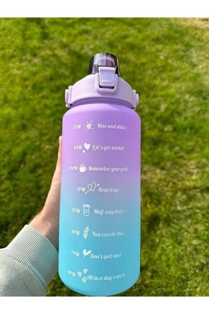 Motivierende Wasserflasche, 2-Liter-Tritan-Flasche mit Strohhalm, Aufkleber-Geschenk, Bpa-frei MFKS-CMB-MTR9000 - 2