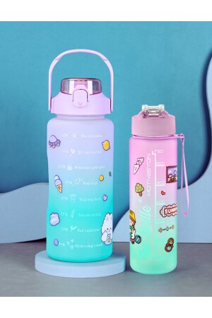 Motivierende Wasserflasche mit Trinkhalm-Aufkleber, Wasserflasche, 2000 ml (2 l), Bpa-frei, Fitnessstudio, TEKMotivation - 3