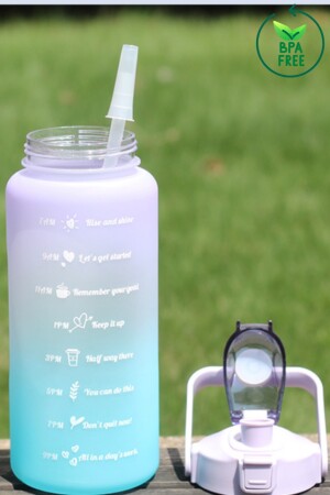 Motivierende Wasserflasche mit Trinkhalm-Aufkleber, Wasserflasche, 2000 ml (2 l), Bpa-frei, Fitnessstudio, TEKMotivation - 5