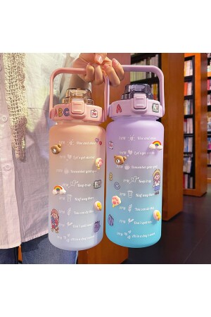 Motivierende Wasserflasche mit Trinkhalm-Aufkleber, Wasserflasche, 2000 ml (2 l), Bpa-frei, Fitnessstudio, TEKMotivation - 8