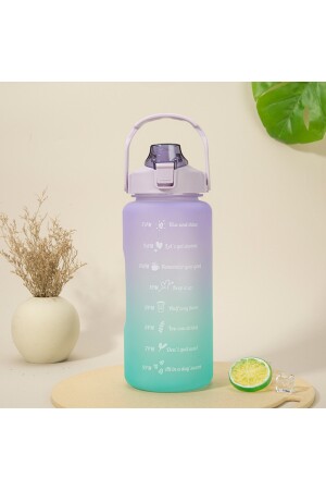Motivierende Wasserflasche mit Trinkhalm-Aufkleber, Wasserflasche, 2000 ml (2 l), Bpa-frei, Fitnessstudio, TEKMotivation - 9