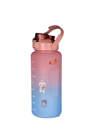 Motivierende Wasserflasche, Sportwasserflasche, 2 l, mit Aufkleber beschriftet, Strohhalm, Bpa-frei 981 - 5