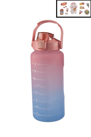 Motivierende Wasserflasche, Sportwasserflasche, 2 l, mit Aufkleber beschriftet, Strohhalm, Bpa-frei 981 - 6