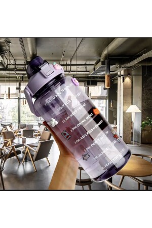 Motivierende Wasserflasche, Trinkflasche, 2 l, Tritan, für Fitnessstudio, Bpa-frei, Lila, NPT-2223 - 4