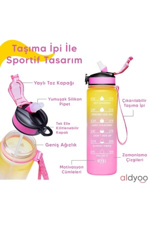 Motivierende Wasserflasche, Wasserflasche, 1000 ml, Flasche mit Strohhalm, 1 l, Tritan, Bpa, kein Geruchsaustritt, Aldyoo_1000 ml - 10