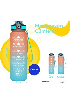 Motivierende Wasserflasche, Wasserflasche, 1000 ml, Flasche mit Strohhalm, 1 l, Tritan, Bpa, kein Geruchsaustritt, Aldyoo_1000 ml - 7