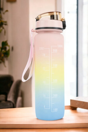 Motivierende Wasserflasche, Wasserflasche mit Zeitplan, Trinkflasche, 1000 ml (1 LT), Bpa-frei, CB-20 - 2