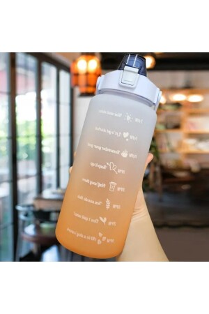 Motivierende Wasserflasche, Wasserflasche, Trinkflasche, 2 l, Tritan, Sportwasserflasche, Bpa-freie Wasserflasche, 3D-Aufkleber, Geschenk, Nep-Blau - 3