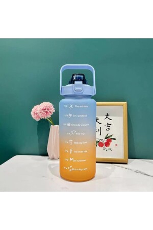 Motivierende Wasserflasche, Wasserflasche, Trinkflasche, 2 l, Tritan, Sportwasserflasche, Bpa-freie Wasserflasche, 3D-Aufkleber, Geschenk, Nep-Blau - 4