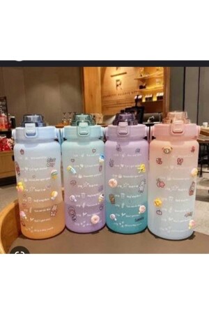 Motivierende Wasserflasche, Wasserflasche, Wasserflasche, 2 l, Tritan, für Fitnessstudio, Wasserflasche, Wasserflasche, gemischte Farben, dalianmatarapembe - 5
