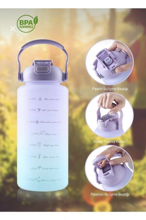 Motivierende Wasserflasche, Wasserflasche, Wasserflasche, 2 l, Tritan, für Fitnessstudio, Wasserflasche, Wasserflasche, gemischte Farben, dalianmatarapembe - 8