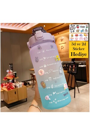 Motivierende Wasserflasche, Wasserflasche, Wasserflasche, 2 l, Tritan-Wasserflasche für Fitnessstudio, Bpa-freie Wasserflasche df376 - 2