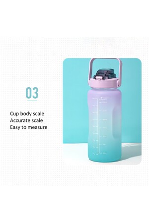 Motivierende Wasserflasche, Wasserflasche, Wasserflasche, 2 l, Tritan-Wasserflasche für Fitnessstudio, Bpa-freie Wasserflasche df376 - 8