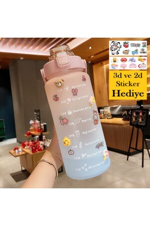 Motivierende Wasserflasche, Wasserflasche, Wasserflasche, 2 l, Tritan-Wasserflasche für Fitnessstudio, Bpa-freie Wasserflasche df376 - 2