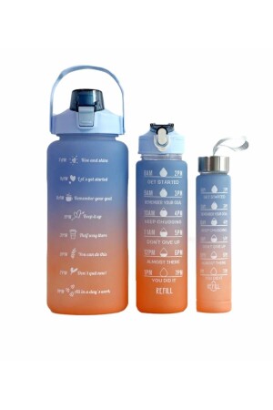 Motivierendes 3er-Set Trinkflasche Trinkflasche Wasserflasche 2lt+900ml+600ml Tritan Gym Trinkflasche Wasserflasche - 4