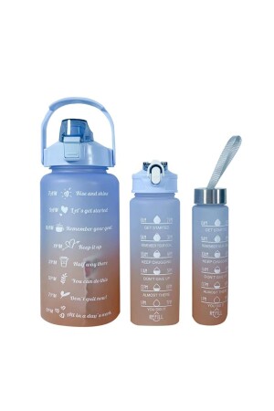 Motivierendes 3er-Set Trinkflasche Trinkflasche Wasserflasche 2lt+900ml+600ml Tritan Gym Trinkflasche Wasserflasche - 5