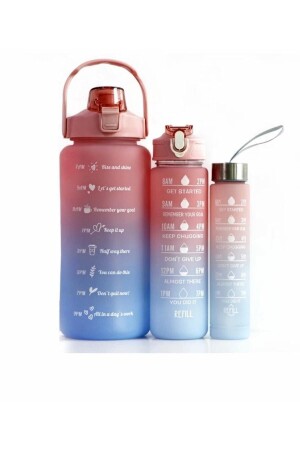 Motivierendes 3er-Set Trinkflasche Trinkflasche Wasserflasche 2lt+900ml+600ml Tritan Gym Trinkflasche Wasserflasche - 7