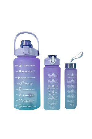 Motivierendes 3er-Set Trinkflasche Trinkflasche Wasserflasche 2lt+900ml+600ml Tritan Gym Trinkflasche Wasserflasche - 4