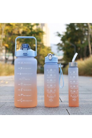Motivierendes 3er-Set Wasserflaschen Wasserflasche Wasserflasche 2lt+900ml+600ml Tritan Gym Wasserflasche Wasserflasche canmatara3luset - 3