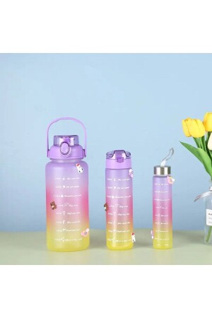 Motivierendes, selbstdichtendes, auslaufsicheres Set mit 3 Wasserflaschen, 2 l, 900 ml, 300 ml - 8