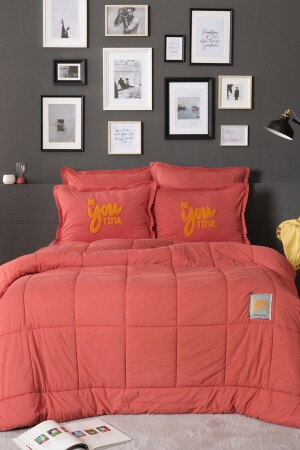 Motto Cotton Comfort Çift Kişilik Mercan - Karaca Home