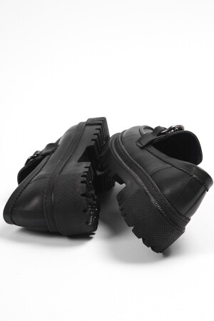 Movi Siyah Deri Günlük Kullanım Loafer Kadın Ayakkabı - 4