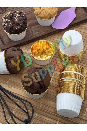 Muffin Kek Kalıbı Içi Gold Kaplama 20 Adet 50x39 - 1