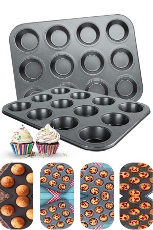 Muffinform, 12 Stück, Kuchen, Gebäck, Kekse, Cupcakes, Lux Muffinform, Kuchen, Muffin, Ofen, Kapselform - 8