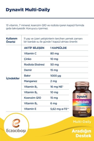 Multi-daily Multivitamin&Mineral-Koenzim Q10-Rodiola 30 Kapsül - 5