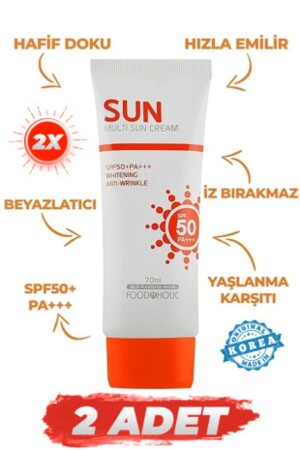 Multi Sun 2 Adet 70ml Adenozin Içeren Yapışkan His Bırakmayan Spf50 Pa-- Uva-uvb Güneş Kremi Foodaholic099 - 2