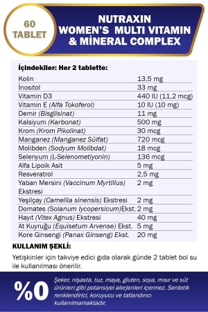 Multivitamin Kadın - Multivitamin & Mineral Complex 60 Tablet - 4