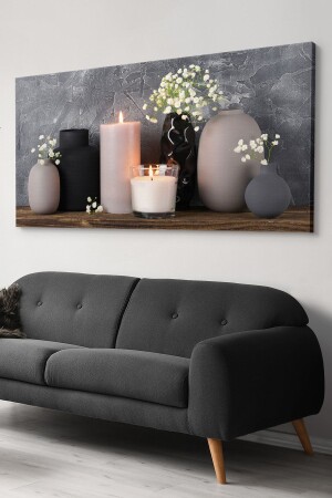 Mum Vazo Çiçekler Tek Parça Kanvas - Canvas Tablo - Evinemoda